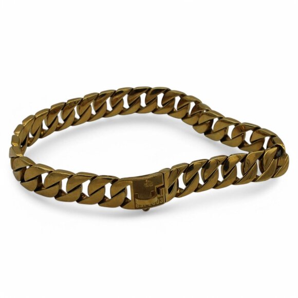 Gold-Tone Cuban Link Chain Necklace With Secure Clasp For Men Or Women - Picture 1 of 5